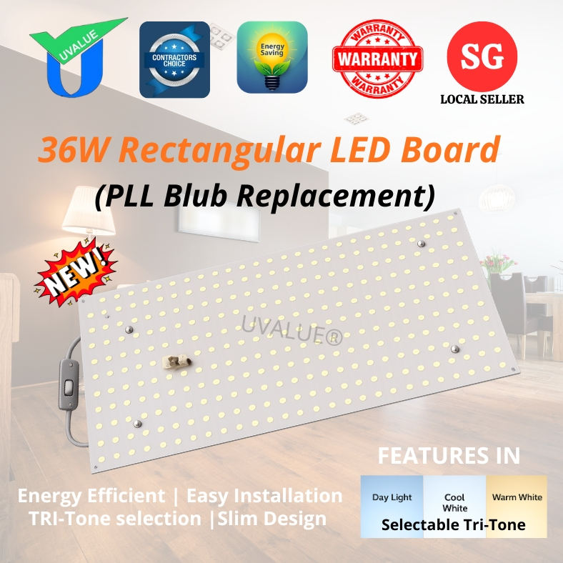 Rectangular 36W LED Light Panel– PLL Bulb Replacement | Selectable Tri ...
