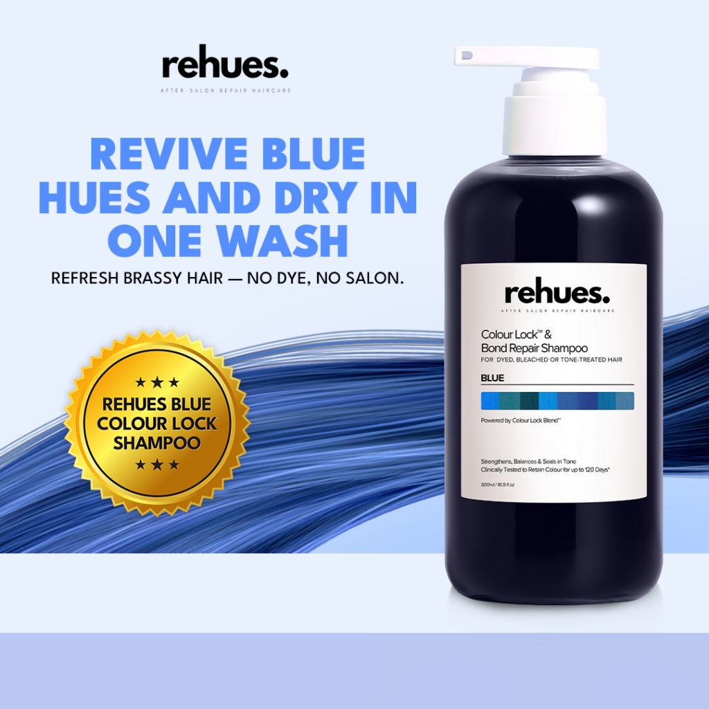 Rehues Colour Shampoo (Blue) for Dyed & Bleached Hair | Anti-Green Fade ...