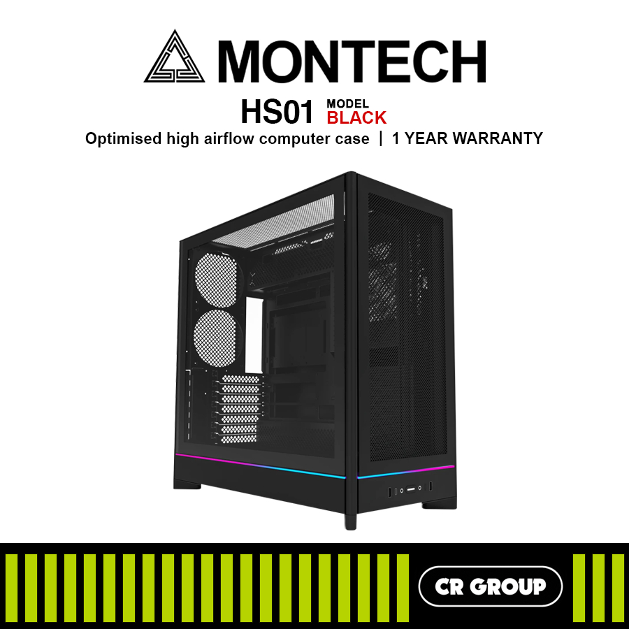 MONTECH HS01 (Mesh Front) / HS01 PRO (Mesh Front 5 Fan ARGB) PC Case ...
