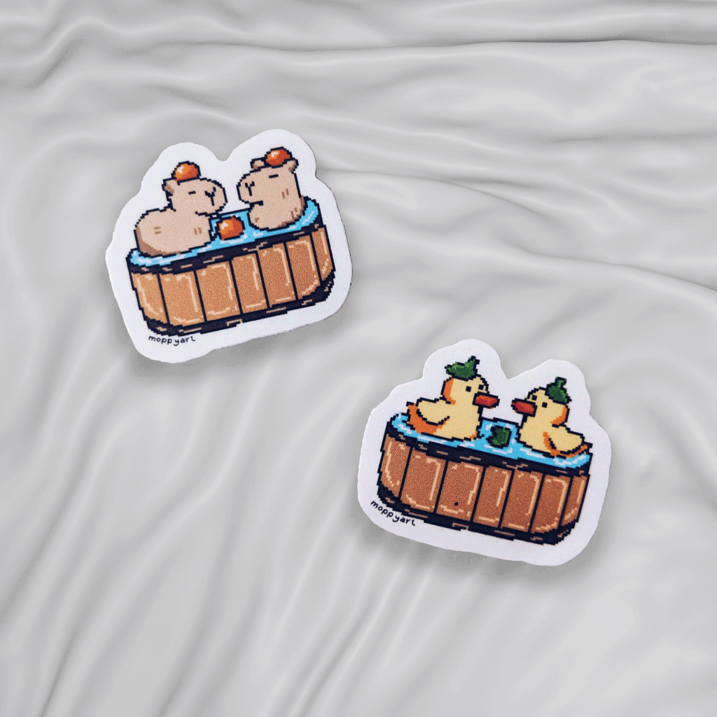 Capybara Duck Onsen Waterproof Cute Sticker | Shopee Singapore