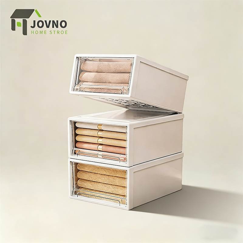 JOVNO Stackable Storage Drawer Box Large Capacity Plastic Box Cabinet ...