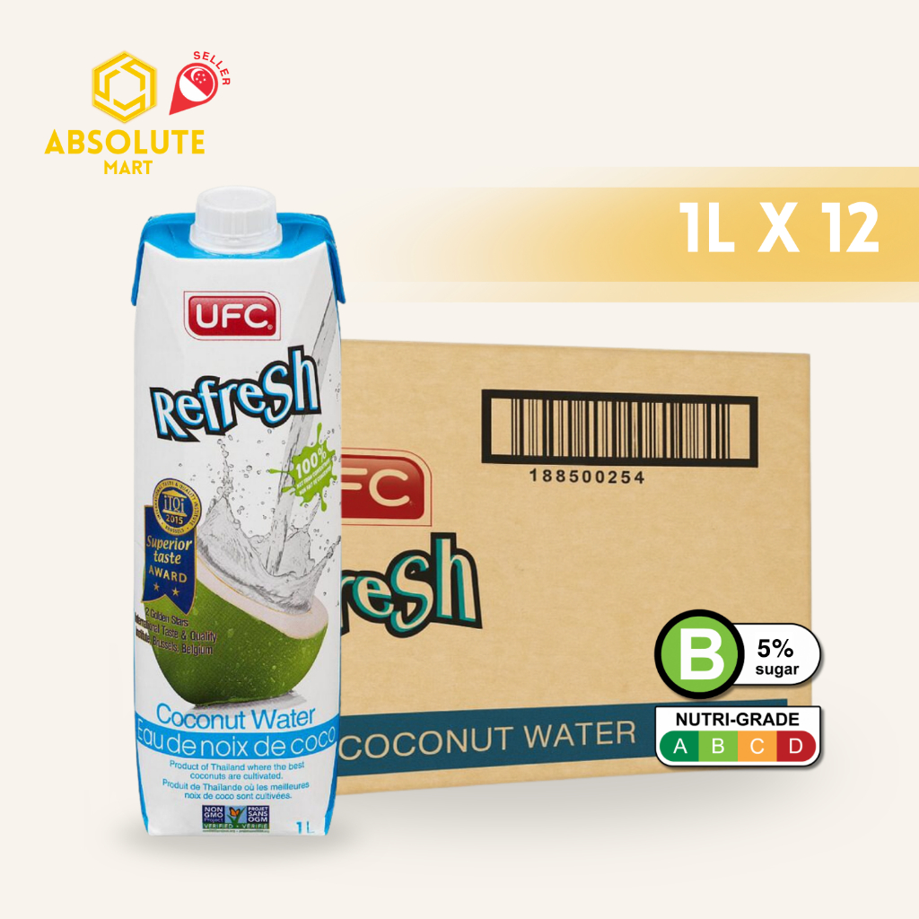 UFC Refresh 100% Coconut Water 1L X 12 (TETRA) | Shopee Singapore