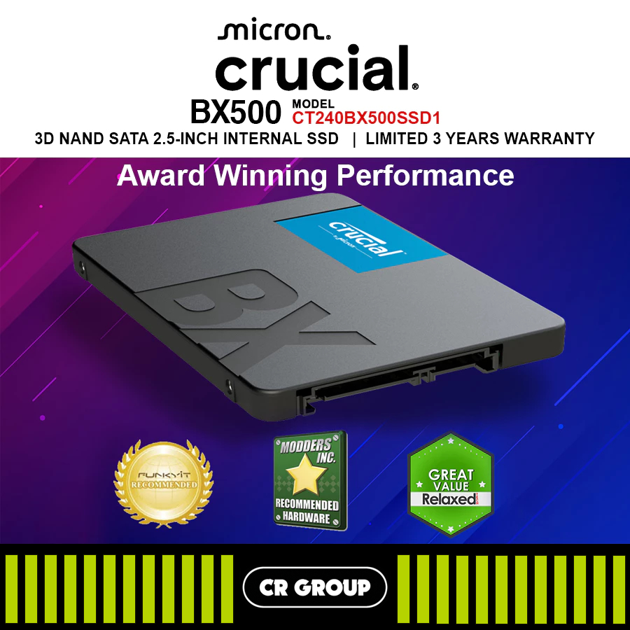Crucial BX500 3D NAND SATA 2.5-inch SSD - 240GB/500GB (3Yrs Crucial ...