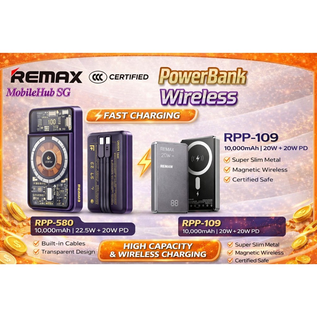 REMAX RPP-580 22.5W + 20W PD Magnetic Wireless 10000mAh PowerBank | Rpp ...