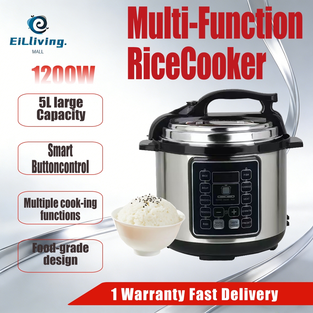 【24H Delivery】5L Pressure Cooker 1200W Smart Buttons Multi-Function ...