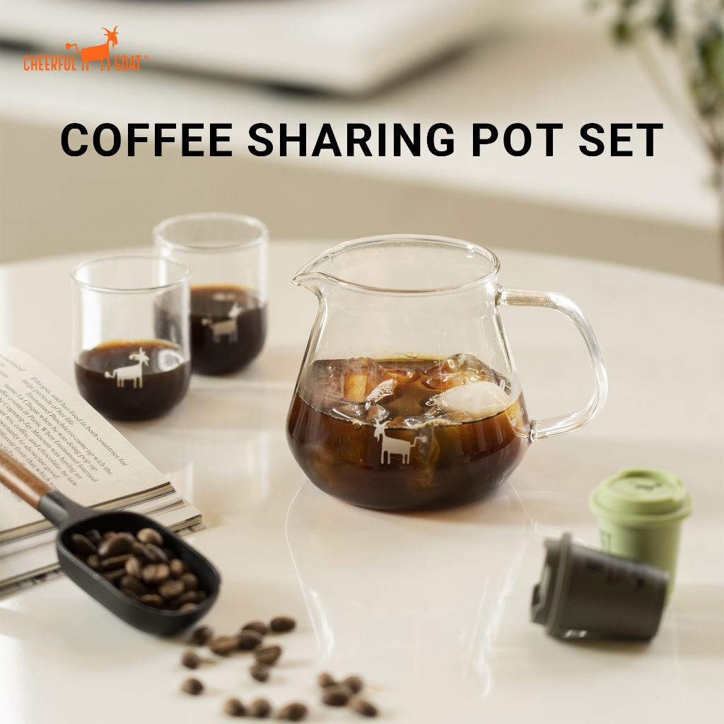 Cheerful Goat Glass Coffee Sharing Pot Home Hand-Poured Coffee Pot Set ...