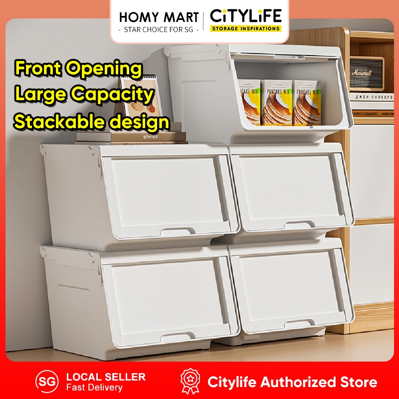Citylife 40L Stackable Storage Box Front Opening Box Storage Container ...