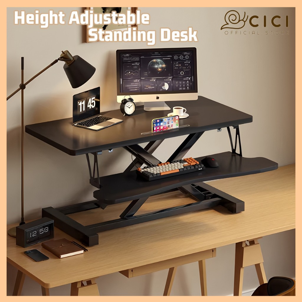 Height Adjustable Standing Desk 36” Wide Sit to Stand Converter Stand ...