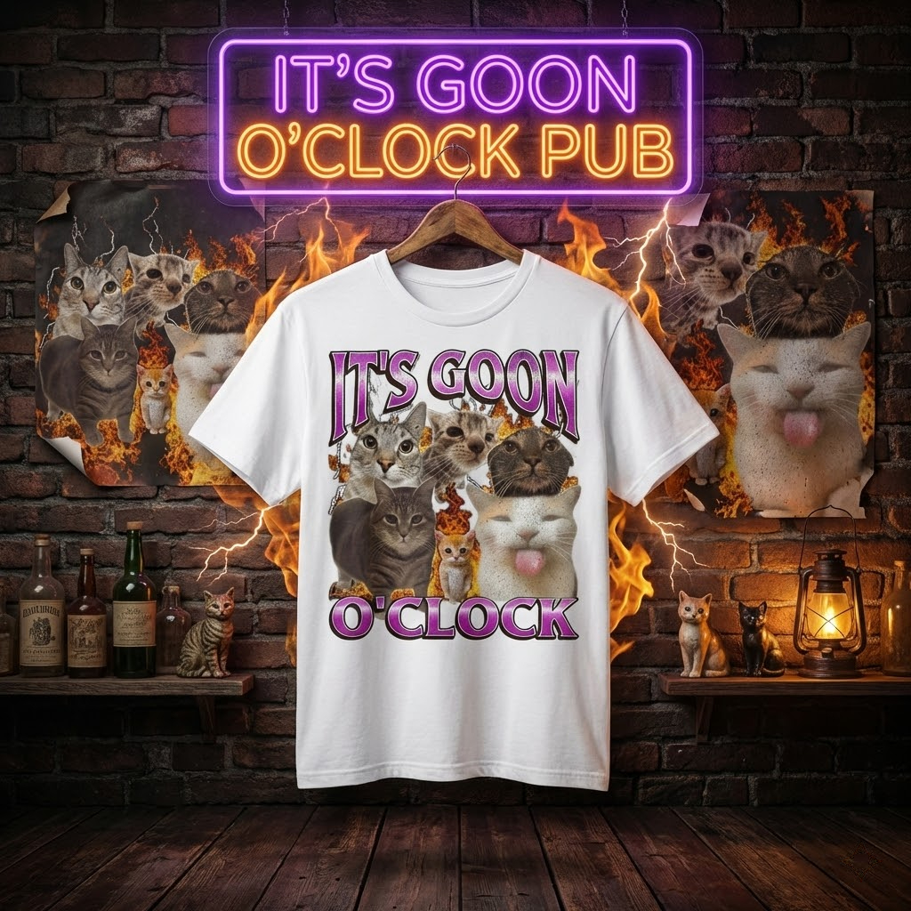 viral-it-s-goon-o-clock-cat-meme-t-shirt-chaos-energy-fire-graphic