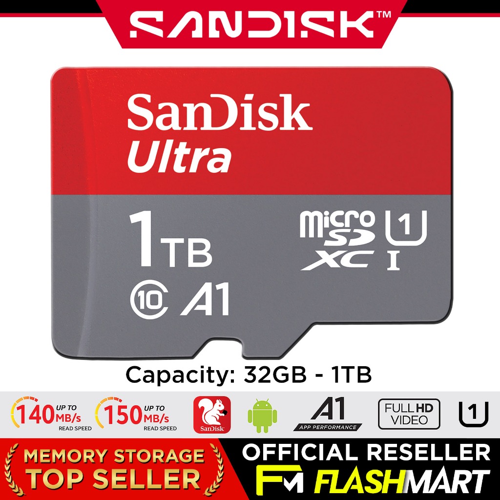 SanDisk Ultra MicroSD Card U1 Full HD 256GB 512GB 1TB 1.5TB QUA4 QUAB ...