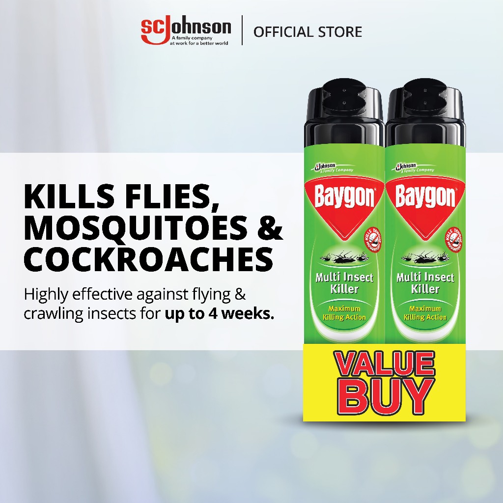 [Value Twin Pack]Baygon Multi-Insect Killer Maximum Kill Action Aerosol ...