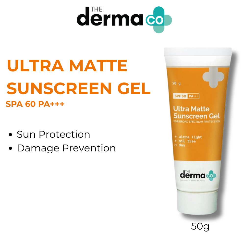The Derma Co Ultra Matte Sunscreen Gel SPF 60, Sun Protection & Damage ...