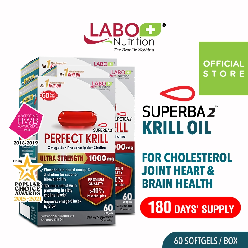 [3 Boxes]LABO Nutrition Perfect Krill 1000mg Antarctic Krill Oil Omega ...