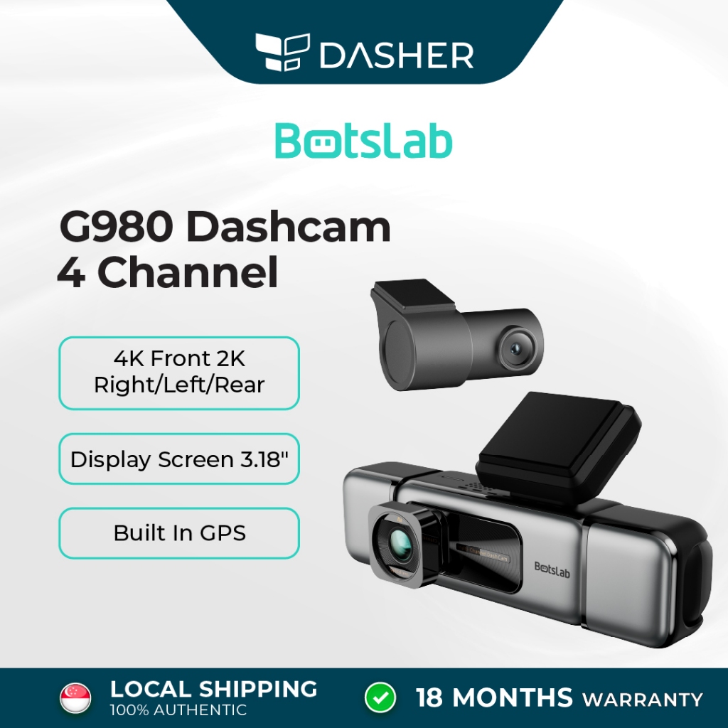 Botslab G980 / G980H Pro Dash Cam | 4K UHD Front + Rear Camera | GPS ...