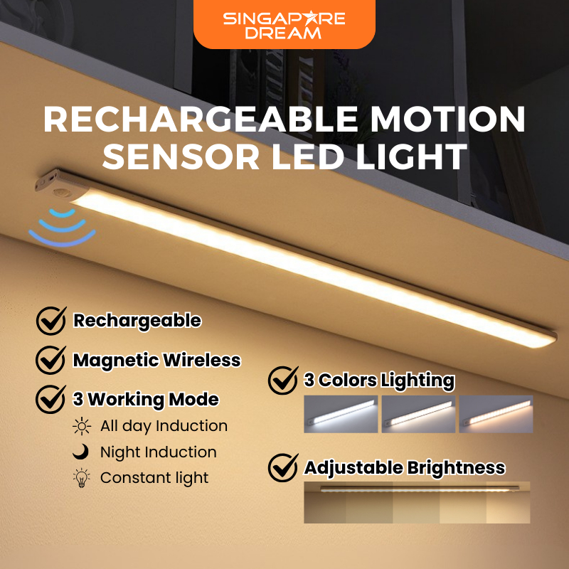 Motion Sensor LED Light - Rechargeable Magnetic Wireless Lamp For ...