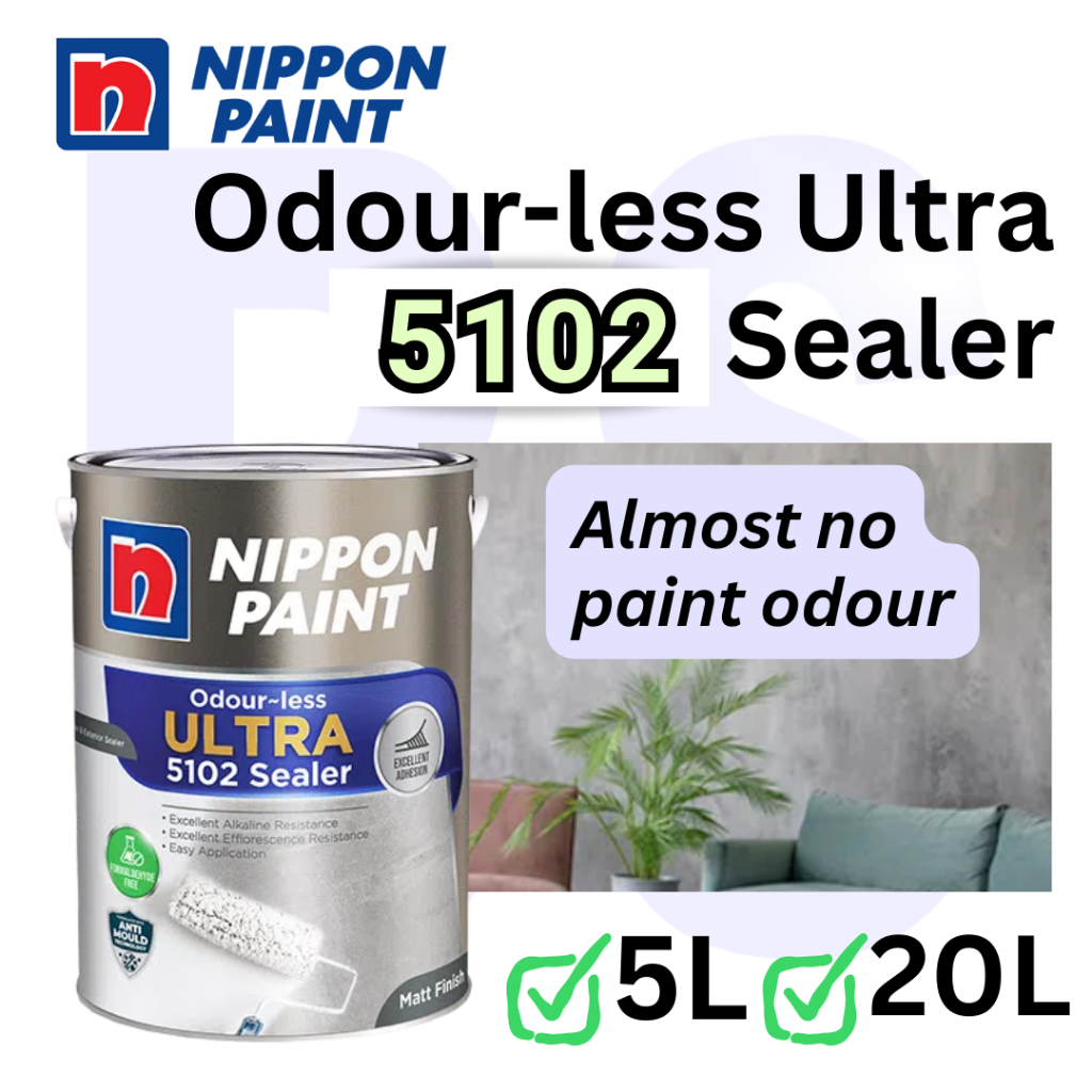 Nippon Paint 5102 Odourless Water Based Wall Sealer 5L and 20L. Replace ...