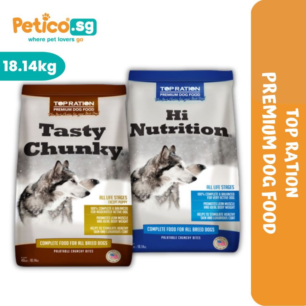 Top Ration Dog 18.14kg Hi Nutrition / Tasty Chunky Premium Dry Dog Food ...