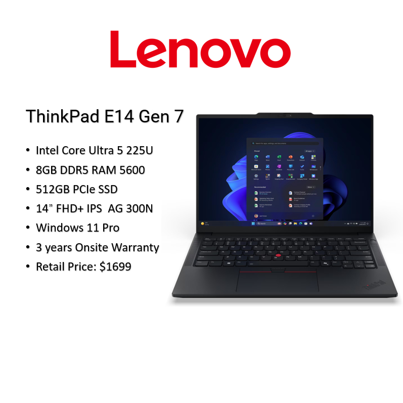 Brand New] Lenovo ThinkPad E14 Gen 7 Laptop|U5-225U/U7-255H|14