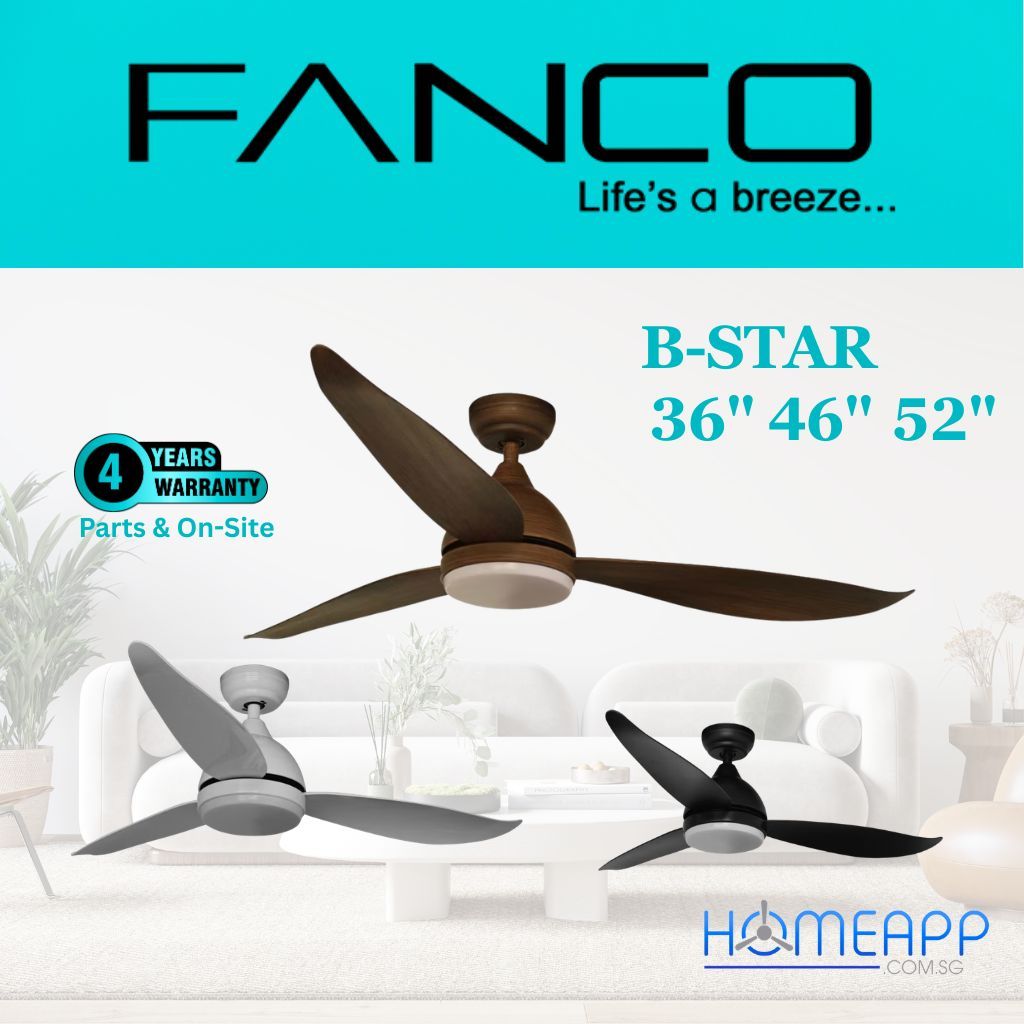 FANCO ceiling fan B-Star DC motor with 3 Tone LED light remote control ...