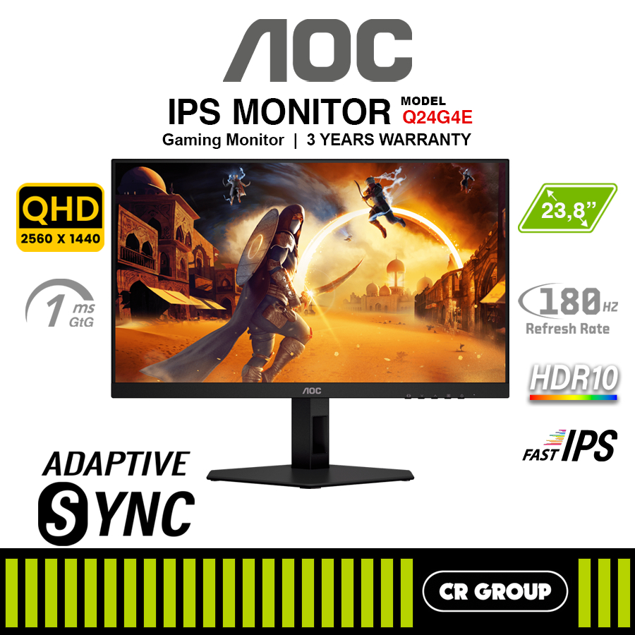 AOC Q24G4E 23.8-inch QHD 180Hz HDR10 Fast IPS Gaming Monitor (3Yrs ...