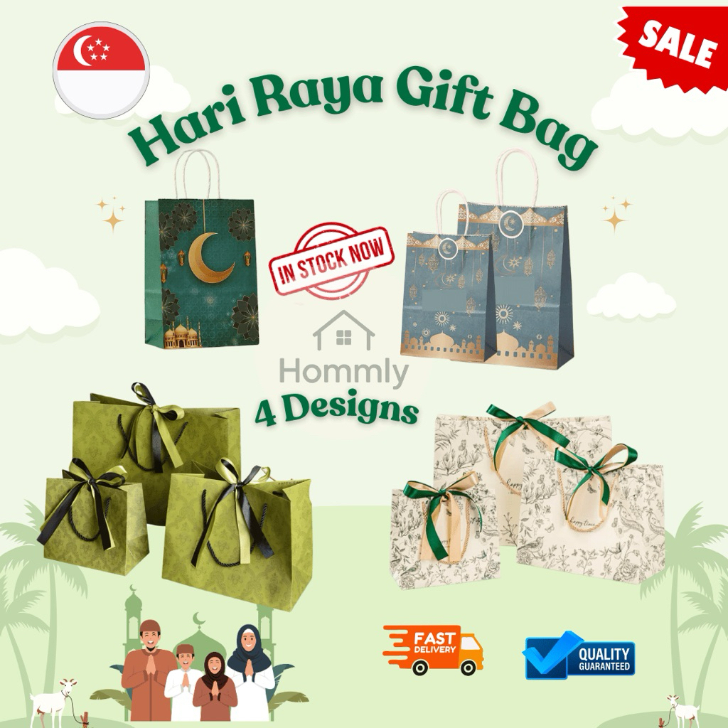 [Hommly SG Instock] Beg Kertas Hari Raya Eid Mubarak Golden Crescent ...