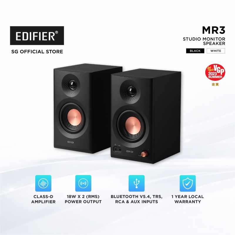 Edifier MR3 Powered Studio Monitor Speakers Hi-Res Audio BT 18w