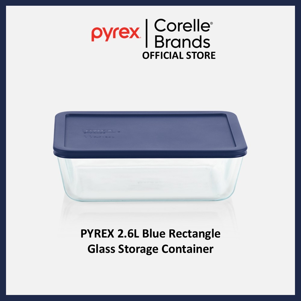PYREX 2.6L Blue Rectangle Glass Storage Container | Shopee Singapore
