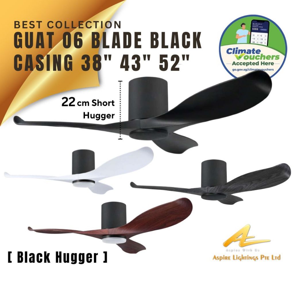 Point One Ceiling Fan Light GUST EC Motor Black Casing 38