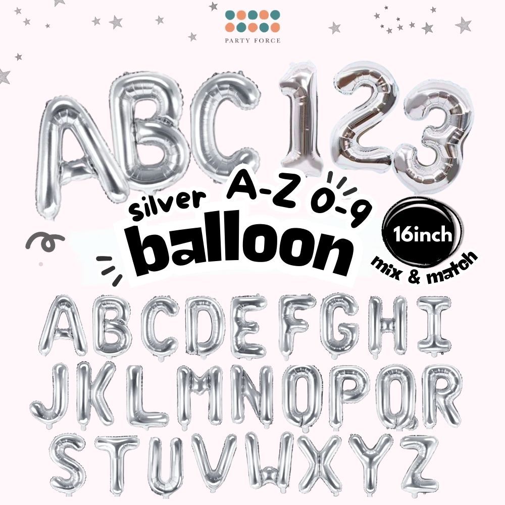 [SG Instock] 16 inch Number Balloon Silver Letter Balloon Alphabet ...