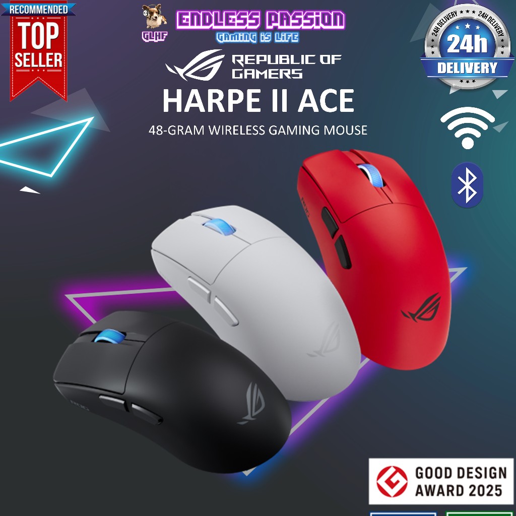 ASUS ROG Harpe II Ace 48-gram Semi-symmetrical Gaming Mouse | Shopee ...