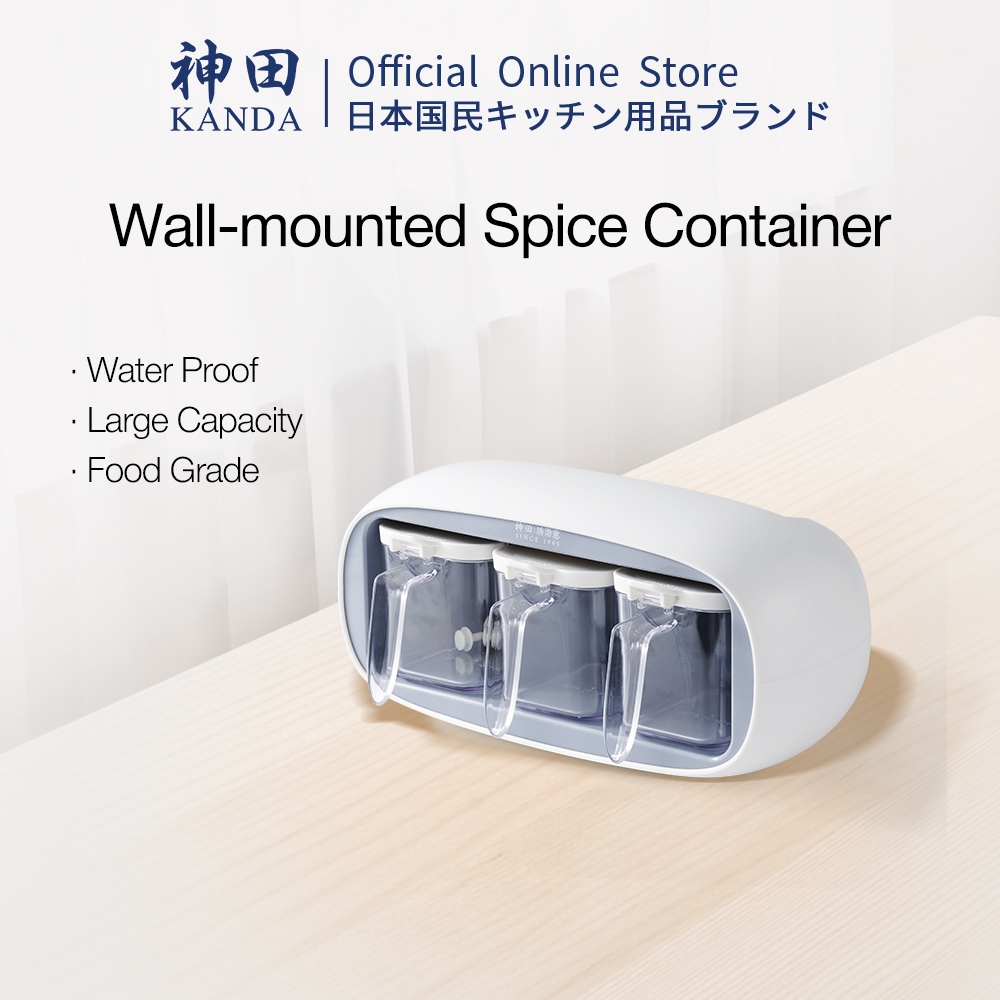 KANDA Wall-mounted Spice Container Drill-Free Waterproof Large Capacity ...