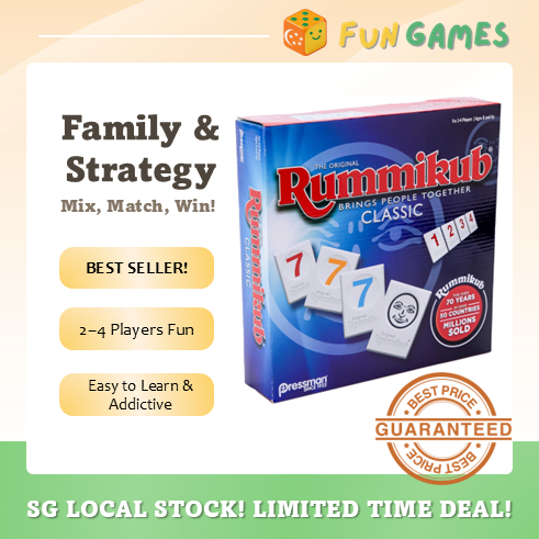 (SG Stock) Rummikub Classic - Family Tile Strategy Game for 2-4 Players ...