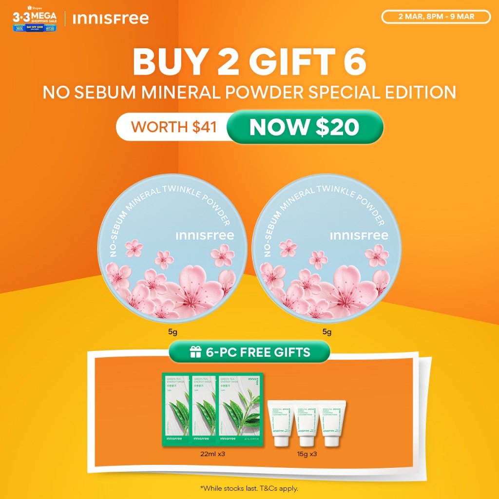 [3.3: BUY 2 GIFT 6] INNISFREE No Sebum Mineral Powder - Spring Blossom ...
