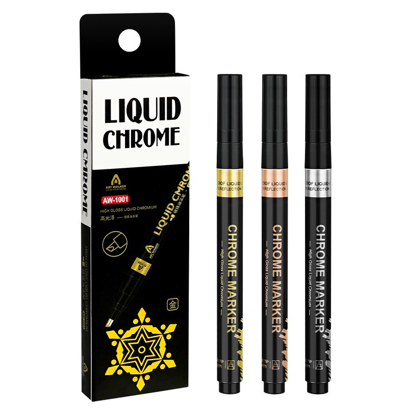 [SG] 3Pcs/Set Chrome Marker Metal Touch-Up Paint Pen 1MM Liquid Chrome ...