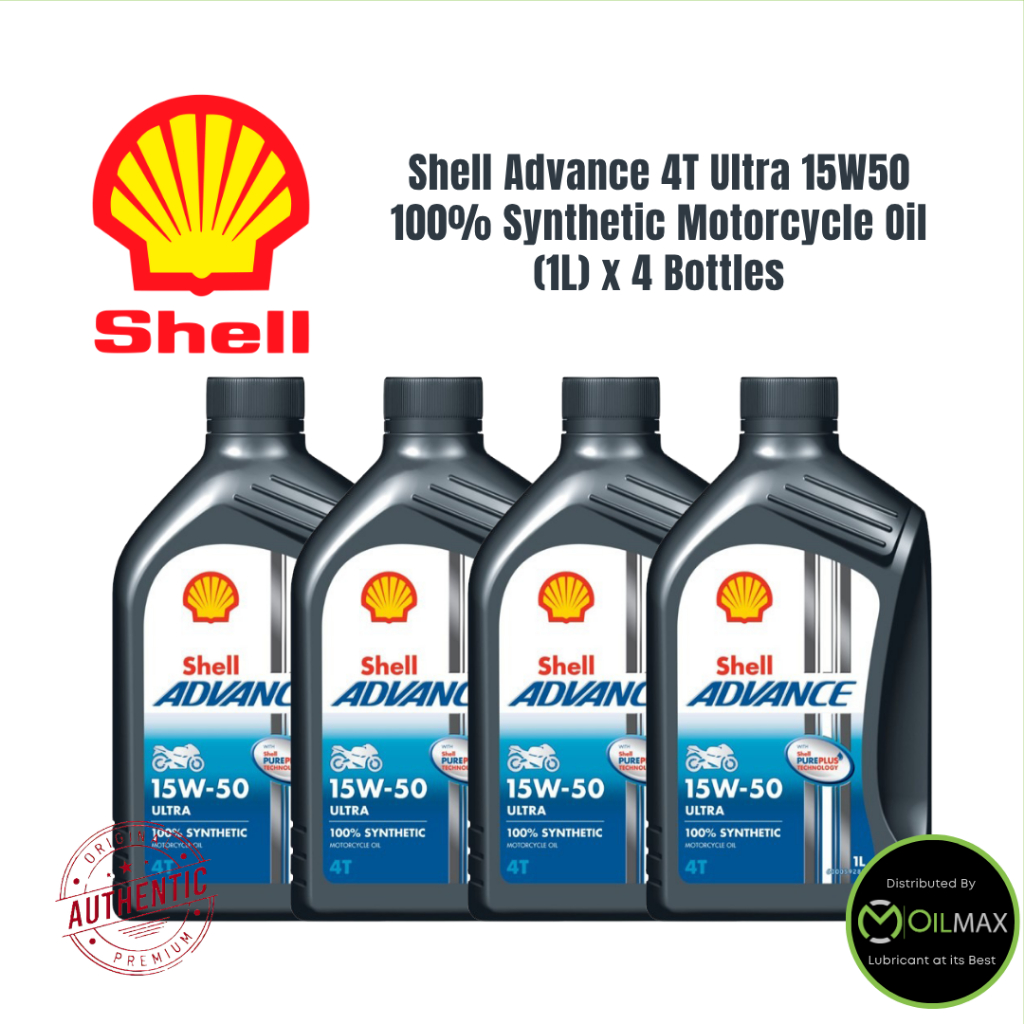 Shell Advance 4T Ultra 15W50 100% Synthetic Motorcycle Oil (1L