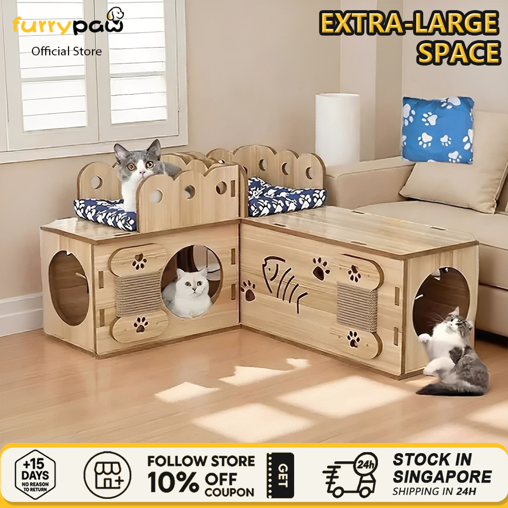 【SG Stock】 Cat Tunnel Cat Bed Pet Nest Cat Scratch Board Cat Toy Pet ...