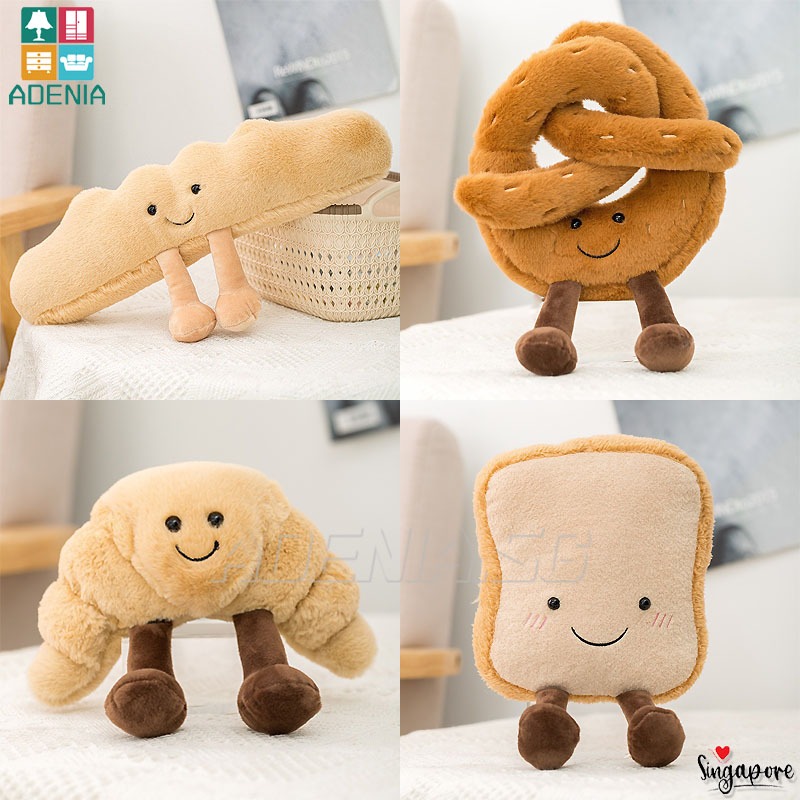 【SG】Plush Toy Bread Stuffed Toys Toast Bread Croissant Baguette Design ...