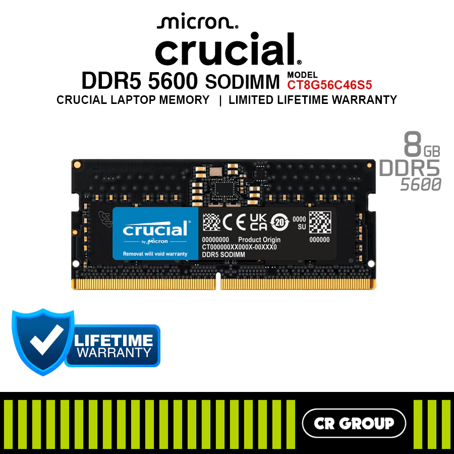 Crucial DDR5-5600 SODIMM Laptop RAM CL46 - 8GB/16GB (Limited