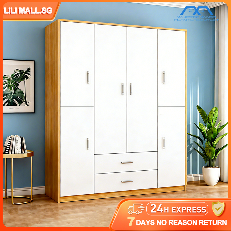 【LILI.SG】90/120 cm Wardrobe Simple Modern Double Door Solid Wood ...