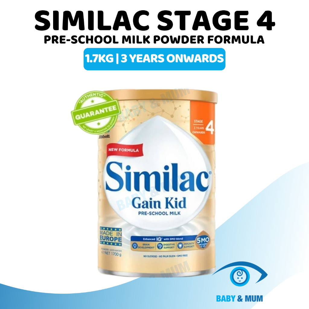Similac Gain 5MO Stage 4 Kid Pre-school Milk Powder Formula 1.7kg (3 ...