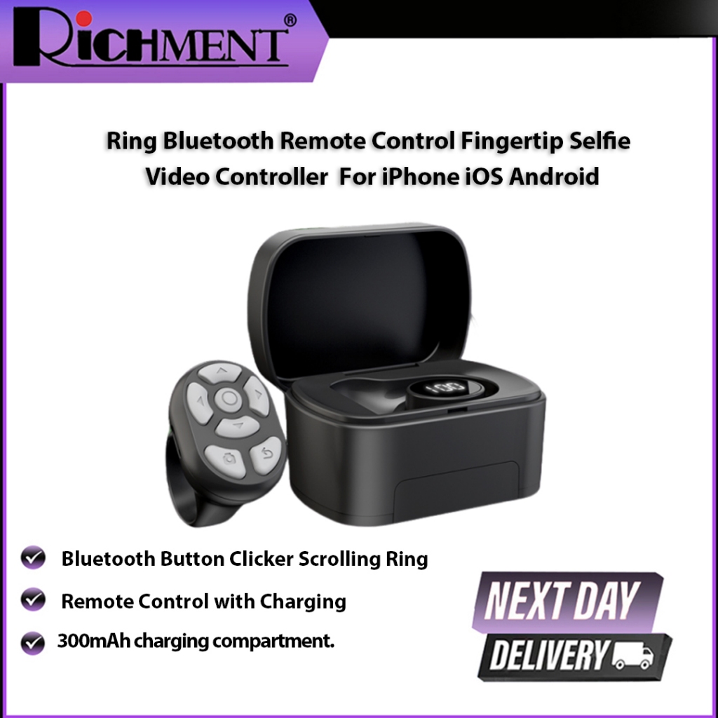 Ring Bluetooth Remote Control Fingertip Selfie Video Controller ...