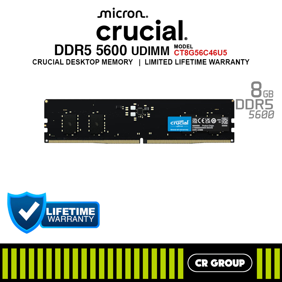 Crucial DDR5-5600 UDIMM Desktop RAM CL46 - 8GB/16GB (Limited Lifetime ...