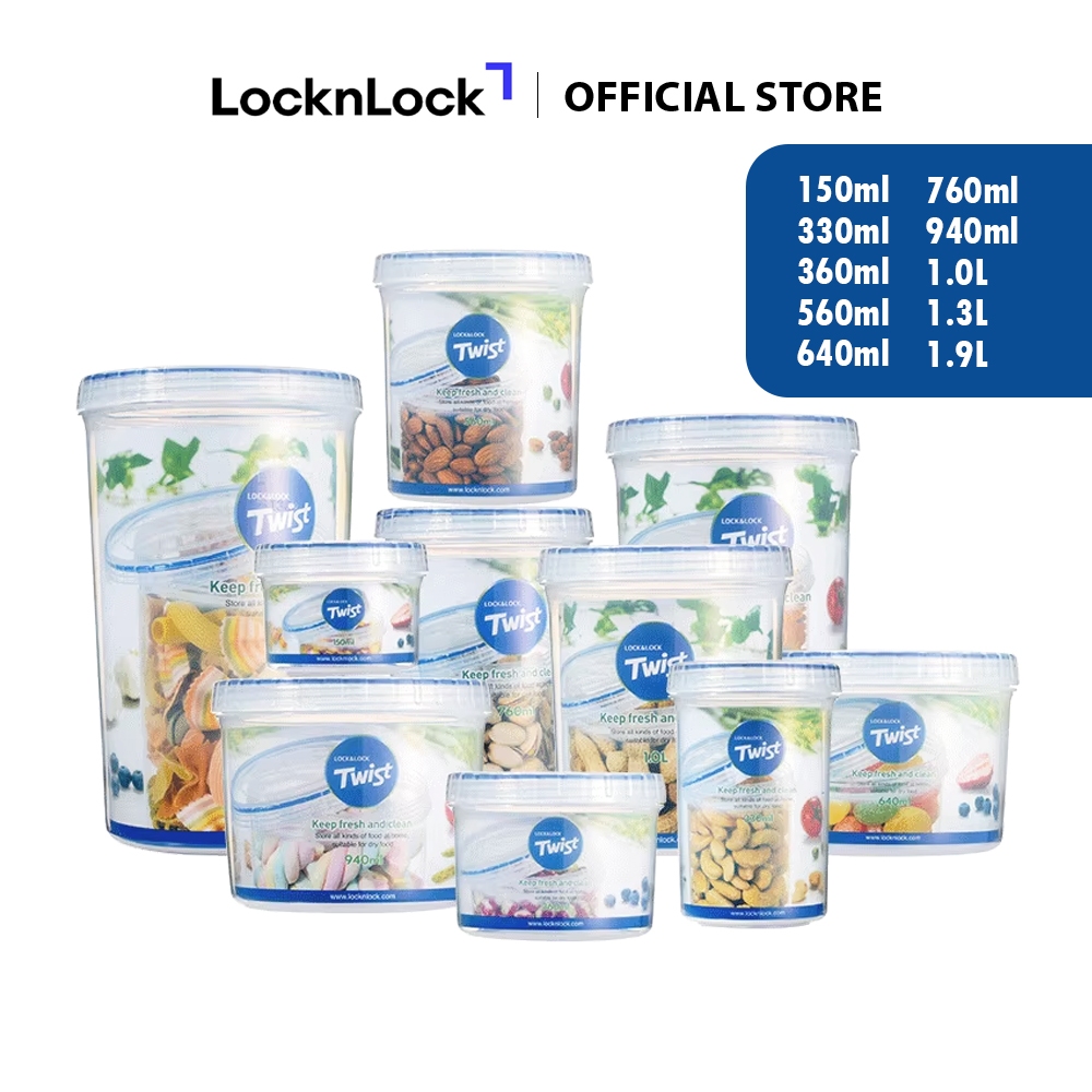 LocknLock Twist Container Stackable Airtight Food Storage Jar, Dry Food ...