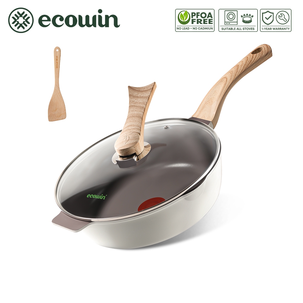 ecowin Thermo-sensitive Red Dot Ceramic Non Stick Wok 28cm 30cm ...