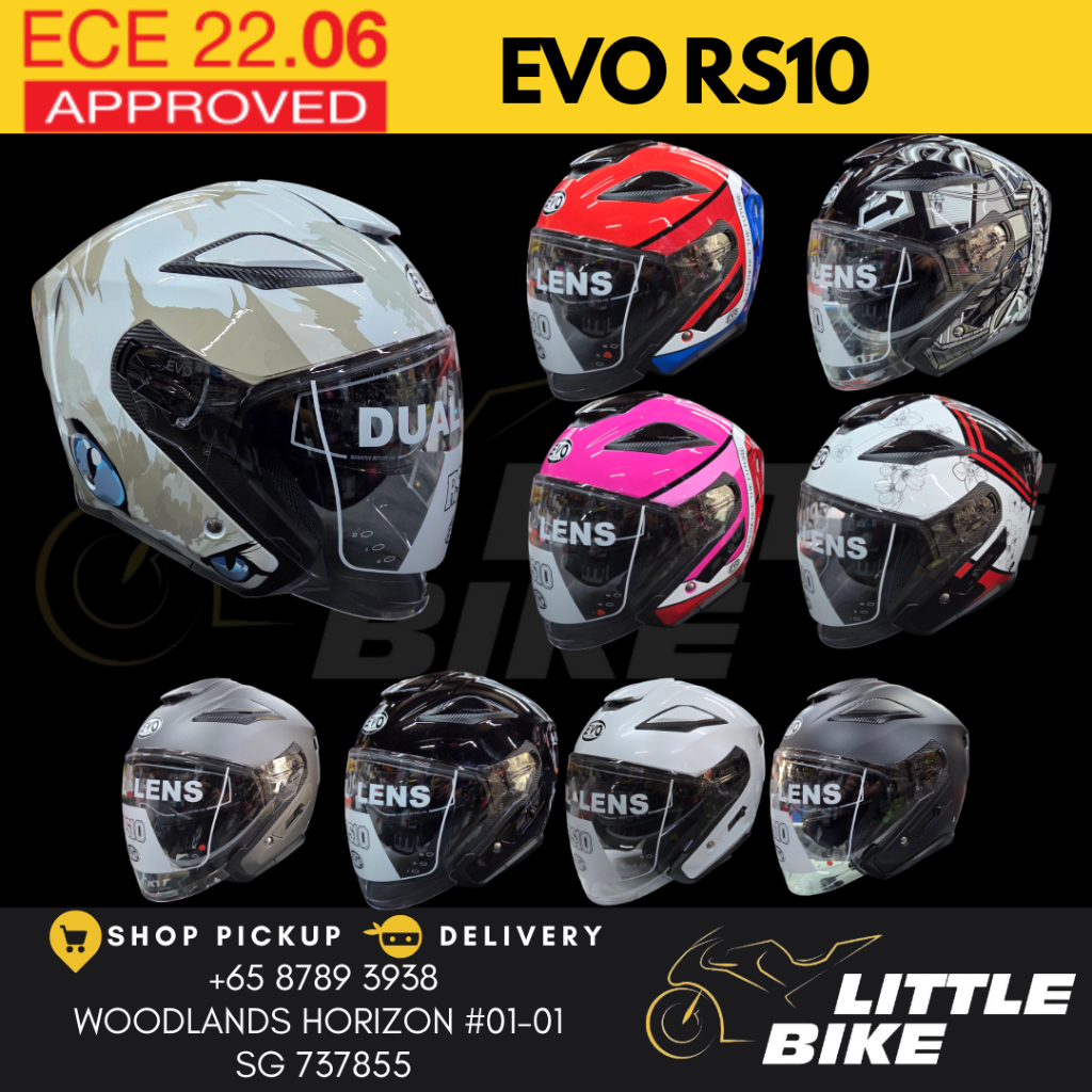 SG SELLER - EVO RS10 open face motorcycle bike helmet with sun visor RS ...