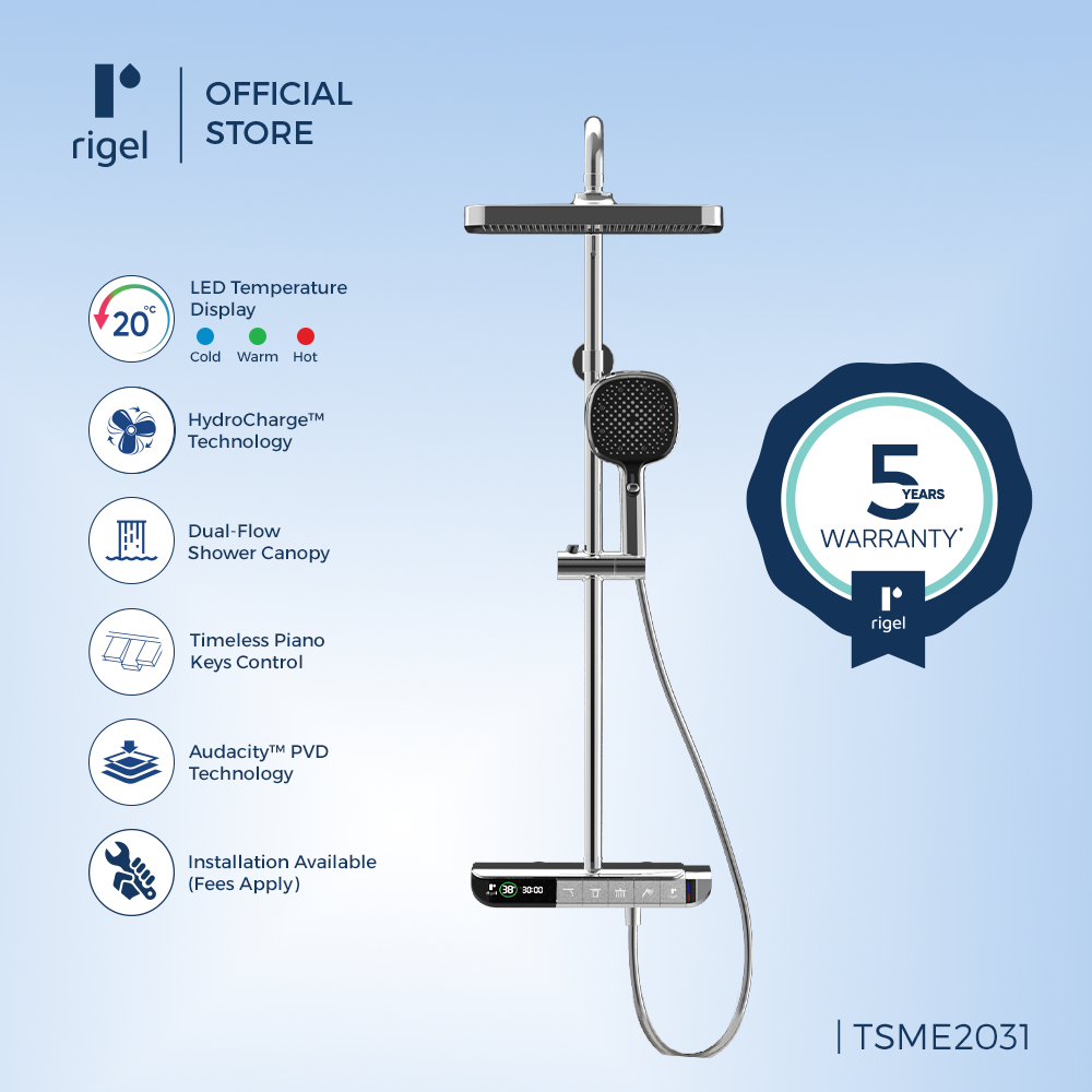 [P.O] RIGEL Thermostatic Chrome Rain Shower Set TSME2031 - Delivery Mid ...