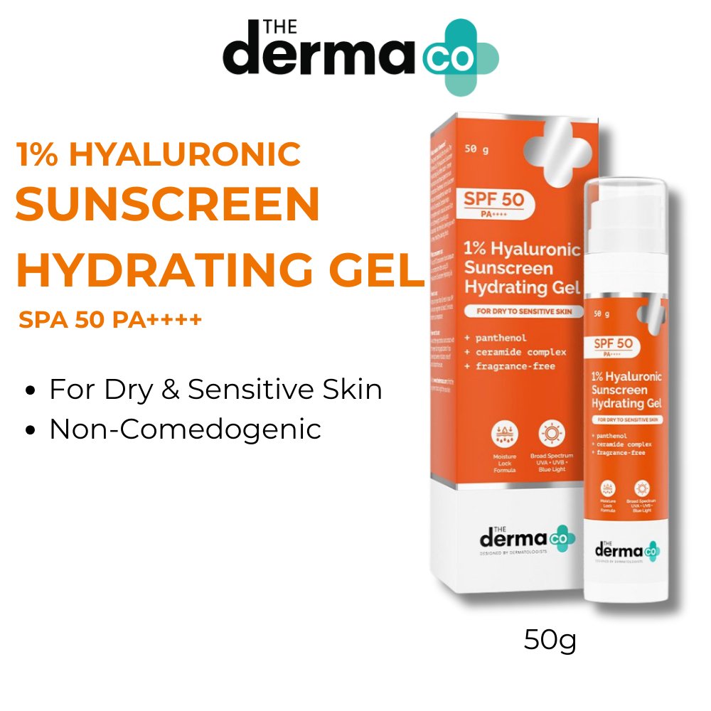 The Derma Co 1% Hyaluronic Sunscreen Hydrating Gel SPF 50 PA++++ UV ...