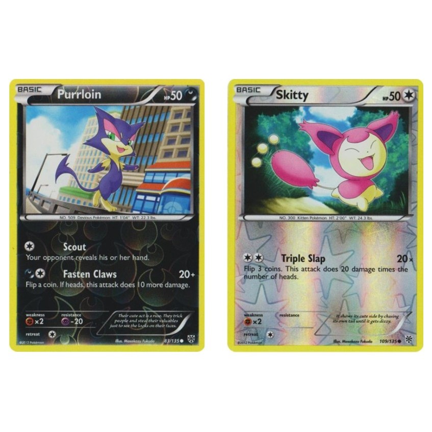 English Pokemon Card Purrloin - 83/135 /Skitty - 109/135 - Common Reverse  Holo Black & White 8: Plasma Storm | Shopee Singapore