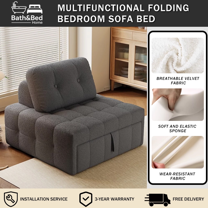 Foldable Sofa Bed 2-in-1 Multifunctional Single Convertible Couch for ...