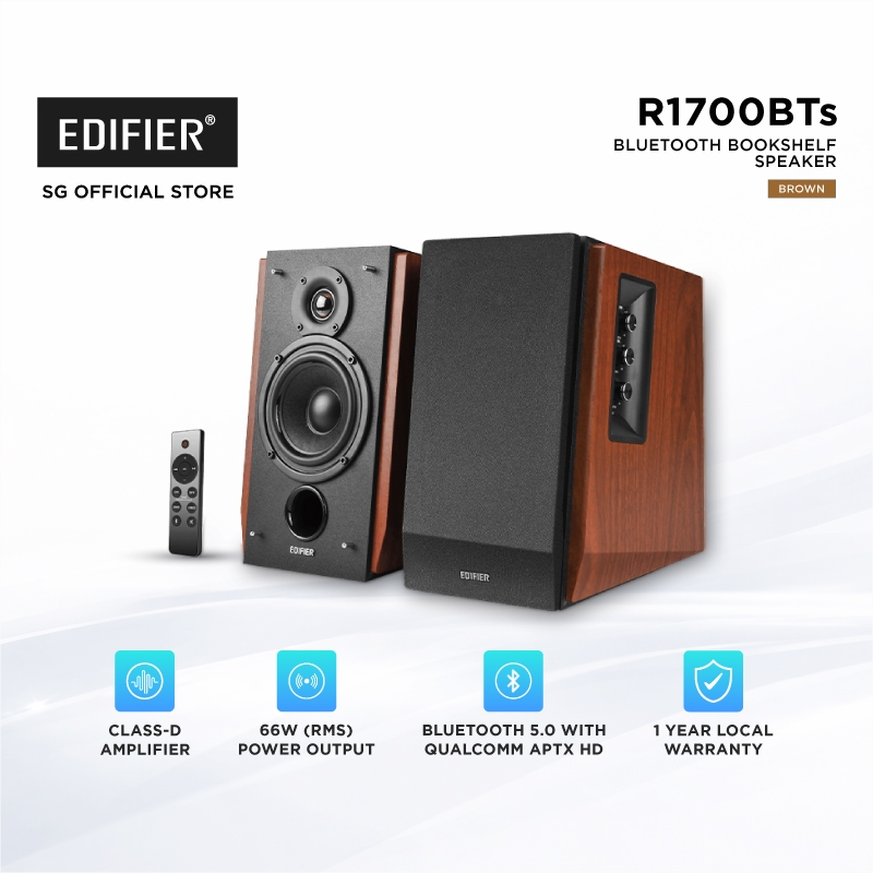 Edifier R1700BTs Bookshelf Speaker with Bluetooth BT5.0 66W (Brown